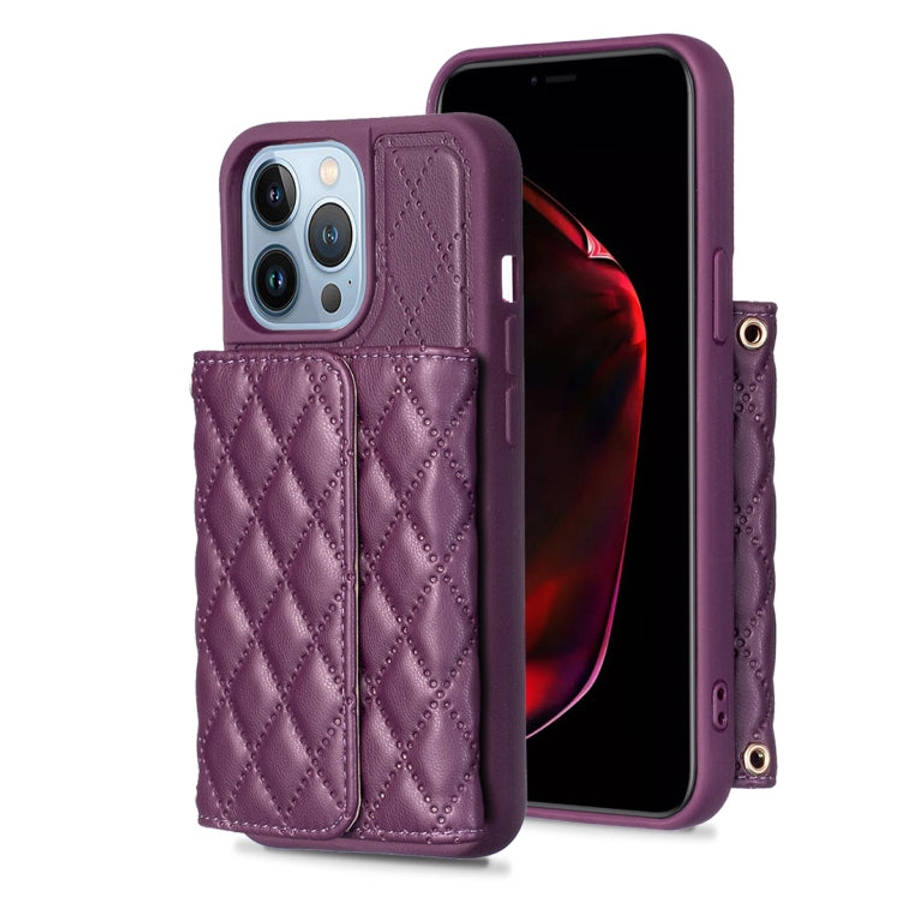Horizontal Wallet Rhombic Leather Phone Case, For iPhone 14, For iPhone 14 Plus, For iPhone 14 Pr...