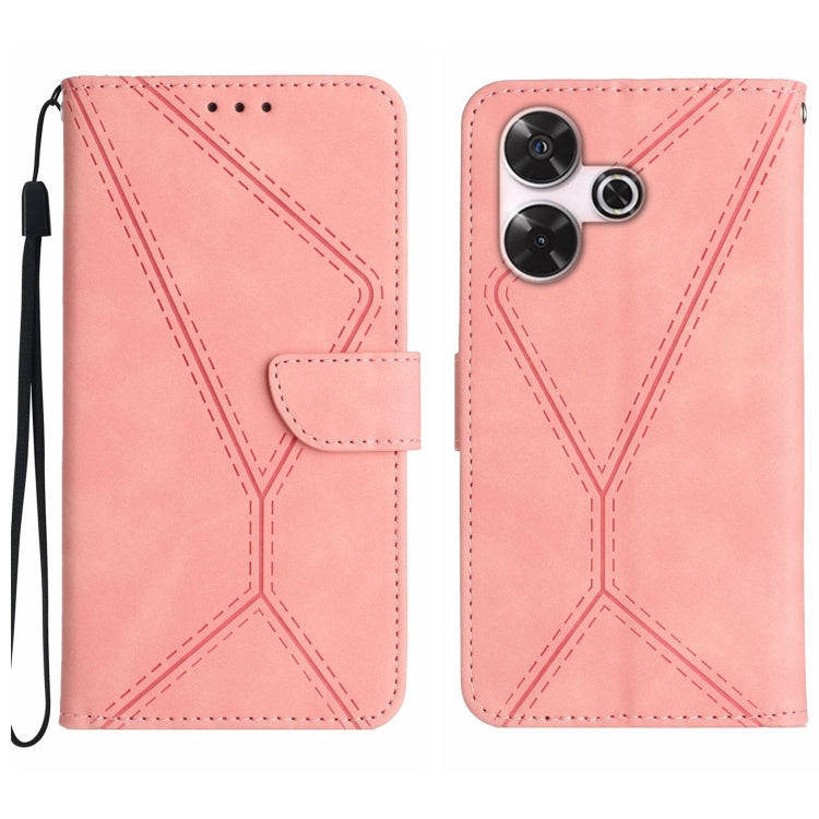 Stitching Embossed Leather Phone Case, For Xiaomi Redmi 13 4G Global / 5G Global, For Xiaomi Redm...