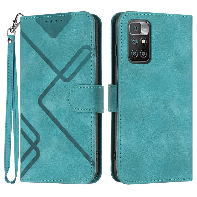 Line Pattern Skin Feel Leather Phone Case, For Xiaomi Redmi 10/10 2022/10 Prime, For Xiaomi Poco ...
