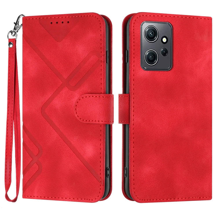 Line Pattern Skin Feel Leather Phone Case, For Xiaomi Redmi Note 12 4G Global, For Xiaomi Redmi N...