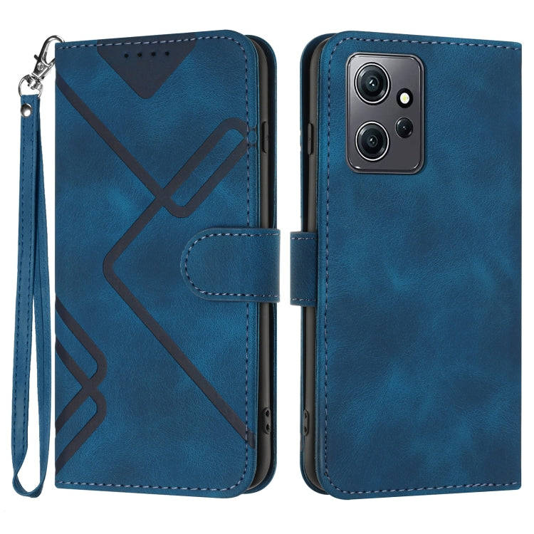 Line Pattern Skin Feel Leather Phone Case, For Xiaomi Redmi Note 12 4G Global, For Xiaomi Redmi N...