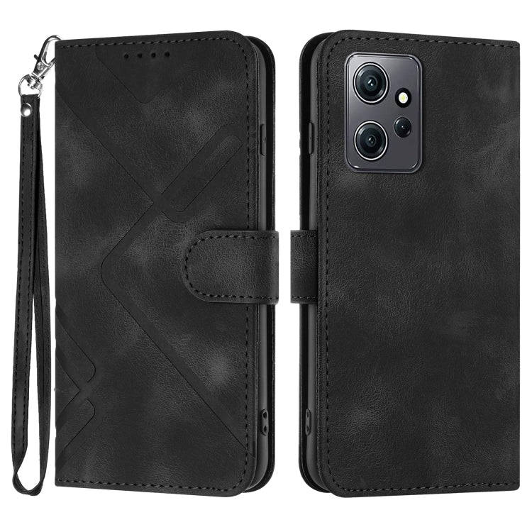 Line Pattern Skin Feel Leather Phone Case, For Xiaomi Redmi Note 12 4G Global, For Xiaomi Redmi N...