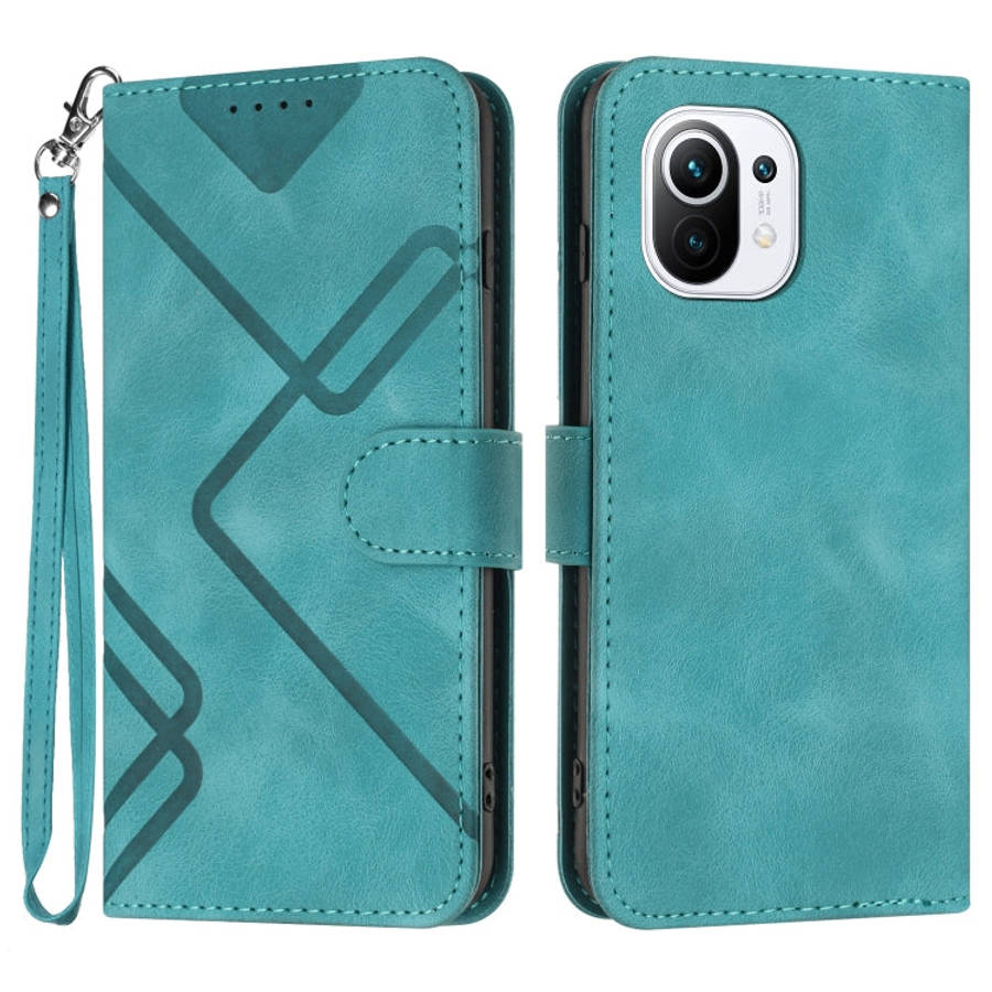 Line Pattern Skin Feel Leather Phone Case, For Xiaomi Redmi 10/10 2022/10 Prime, For Xiaomi Poco ...