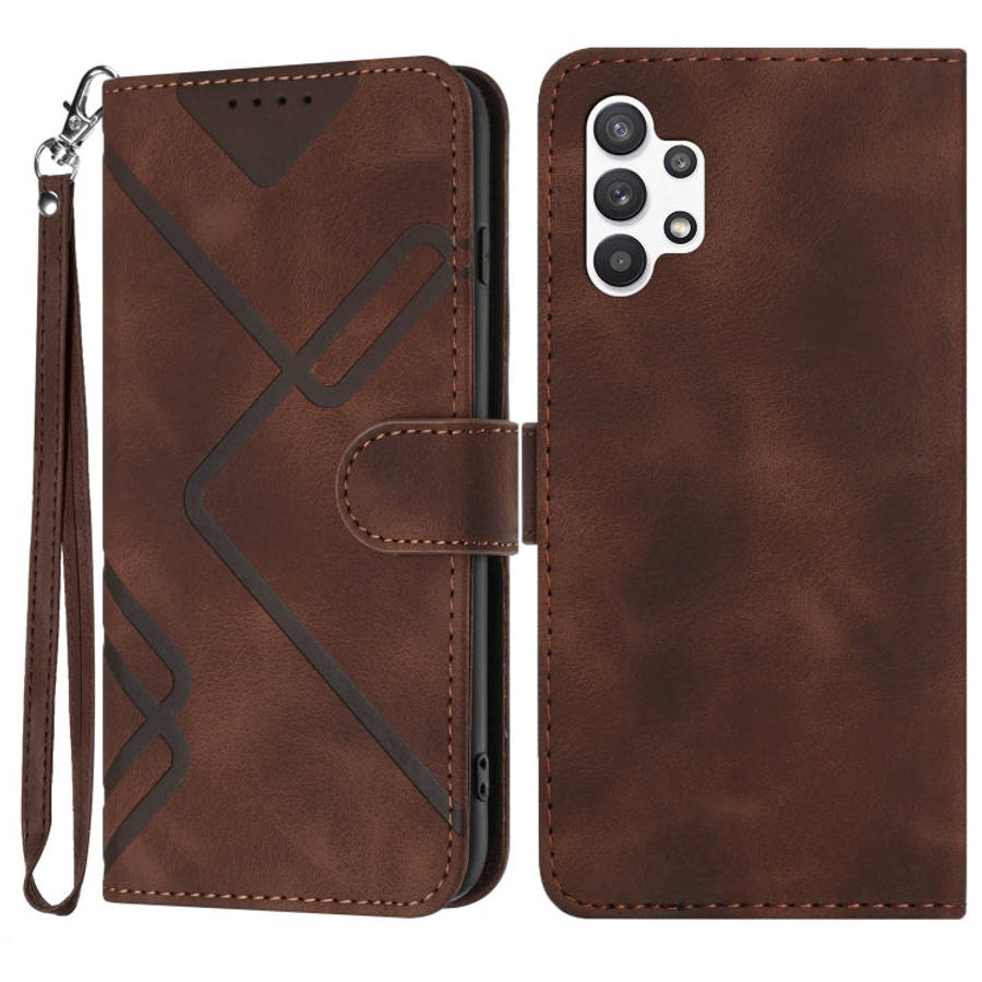 Line Pattern Skin Feel Leather Phone Case, For Samsung Galaxy M33 5G Global, For Samsung Galaxy A...