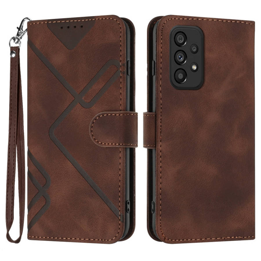 Line Pattern Skin Feel Leather Phone Case, For Samsung Galaxy M33 5G Global, For Samsung Galaxy A...