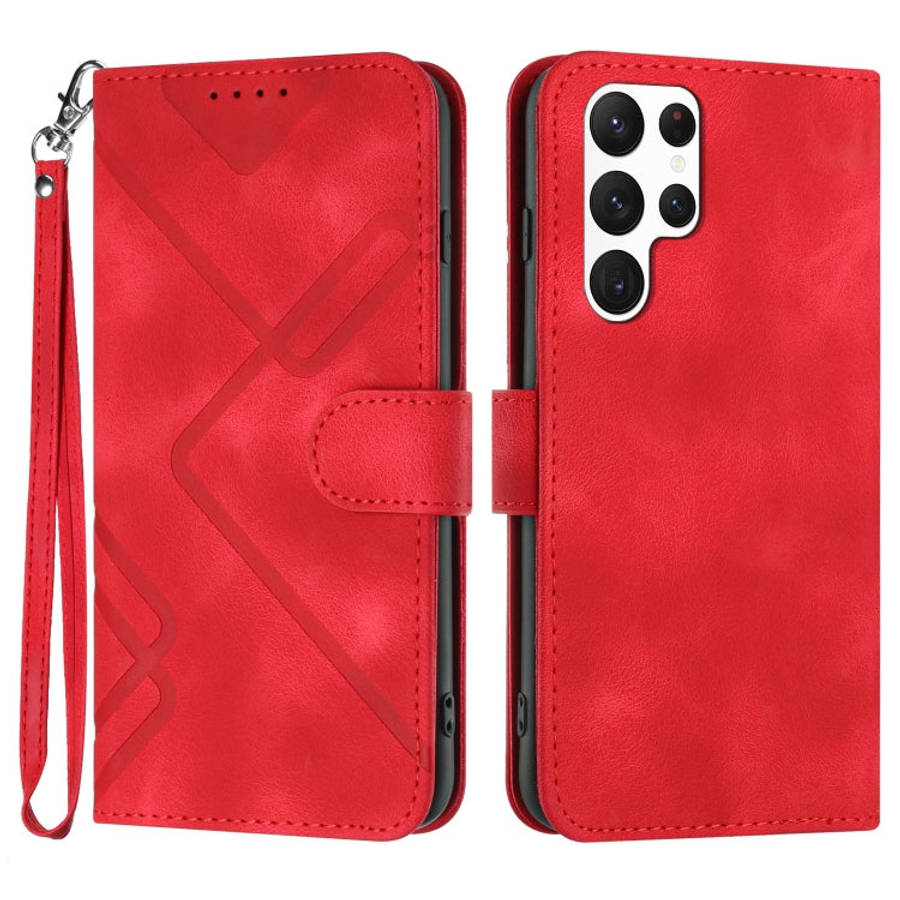 Line Pattern Skin Feel Leather Phone Case, For Samsung Galaxy M33 5G Global, For Samsung Galaxy A...