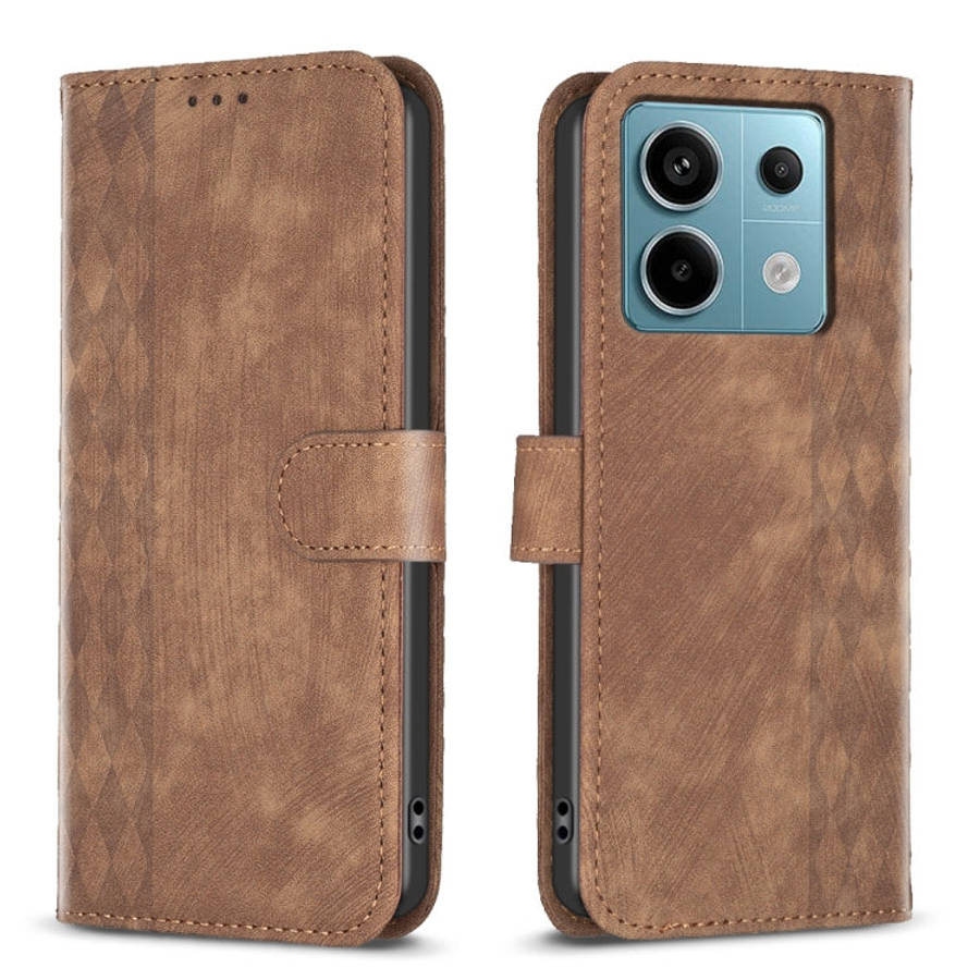 Plaid Embossed Leather Phone Case, For Xiaomi Redmi Note 13 Pro 4G Global, For Xiaomi Poco M6 Pro...