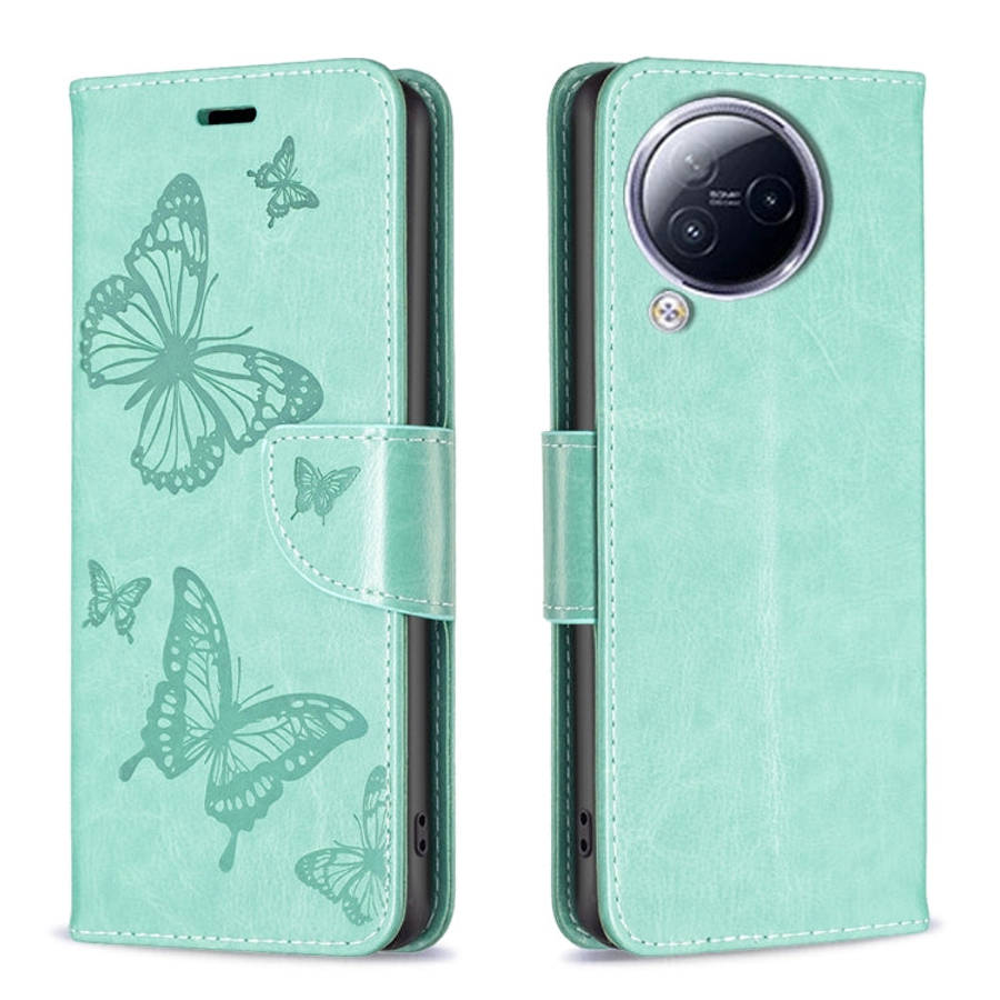 Two Butterflies Embossing Leather Phone Case, For Xiaomi Poco F5 5G / Redmi Note 12 Turbo, For Xi...