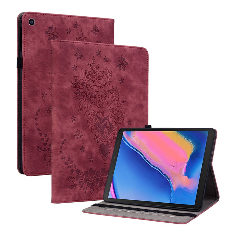 Butterfly Rose Embossed Leather Tablet Case, For Samsung Galaxy A7 Lite T220 / T225, For Samsung ...