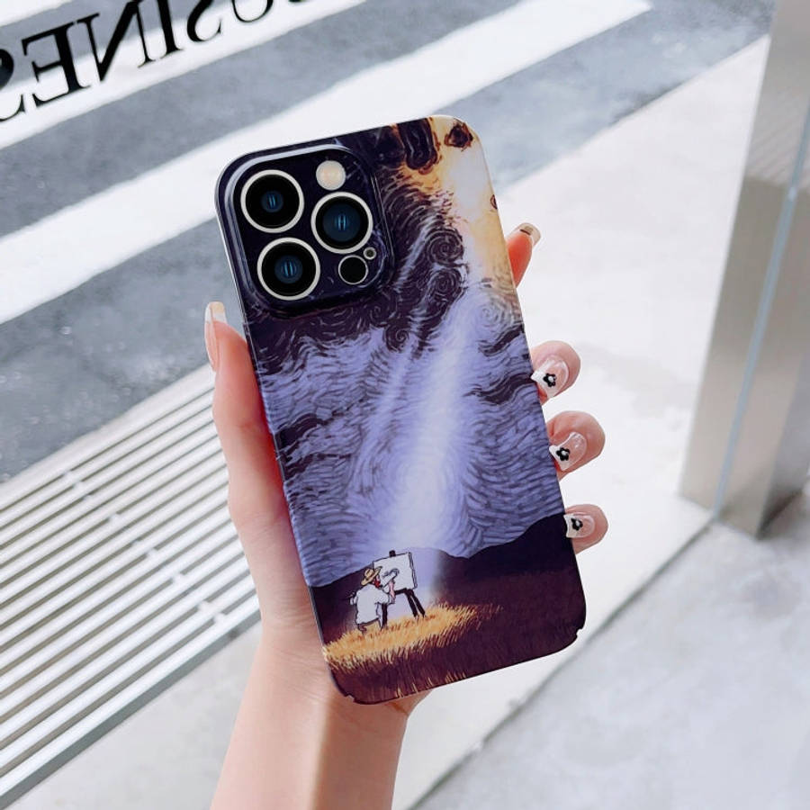 Precise Hole Oil Painting Pattern PC Phone Case, For iPhone 14, For iPhone 14 Plus, For iPhone 14...