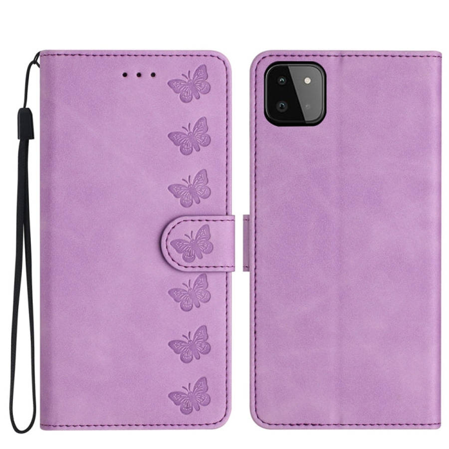 Seven Butterflies Embossed Leather Phone Case, For Samsung Galaxy A22 5G, For Samsung Galaxy A23 ...