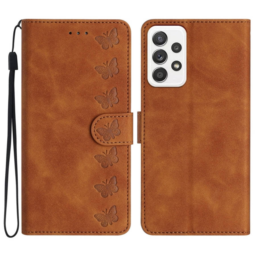 Seven Butterflies Embossed Leather Phone Case, For Samsung Galaxy A22 5G, For Samsung Galaxy A23 ...