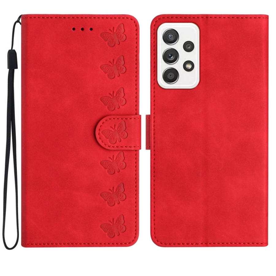 Seven Butterflies Embossed Leather Phone Case, For Samsung Galaxy A22 5G, For Samsung Galaxy A23 ...