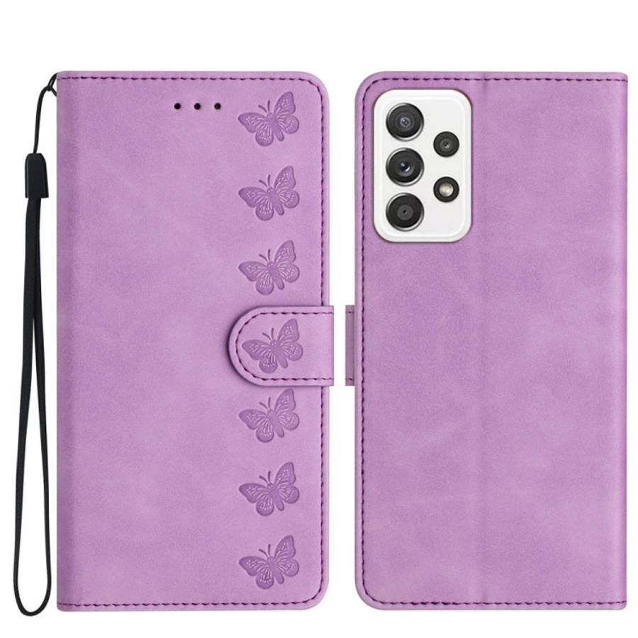 Seven Butterflies Embossed Leather Phone Case, For Samsung Galaxy A22 5G, For Samsung Galaxy A23 ...