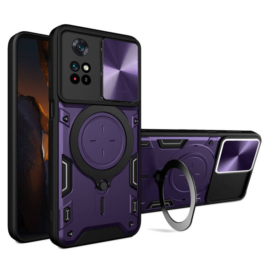 CD Texture Sliding Camshield Magnetic Holder Phone Case, For Xiaomi Poco M5 5G, For Xiaomi Redmi ...