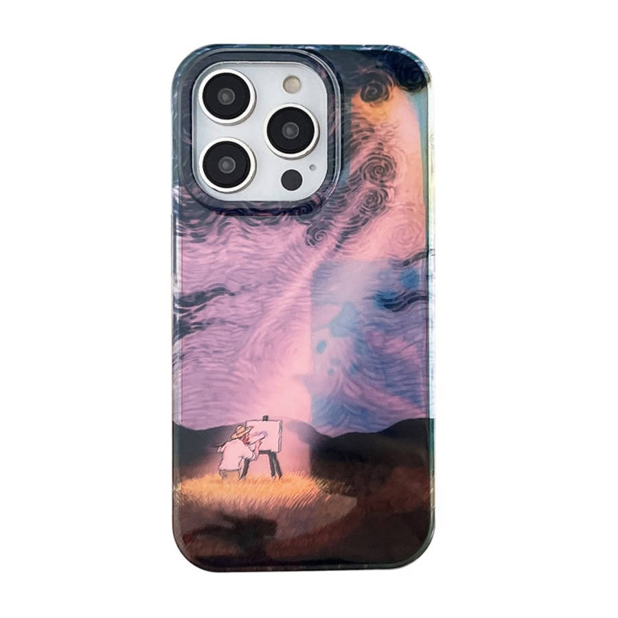 Dual-sided Lamination Oil Painting IMD Phone Case, For iPhone 14, For iPhone 14 Pro, For iPhone 1...