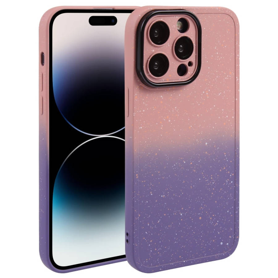Gradient Starry Silicone Phone Case with Lens Film, For iPhone 14 Plus, For iPhone 15 Pro Max, Fo...