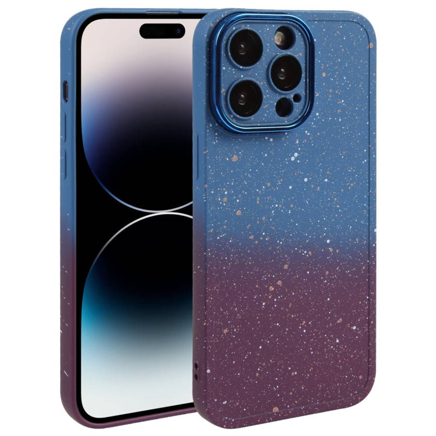 Gradient Starry Silicone Phone Case with Lens Film, For iPhone 14 Plus, For iPhone 15 Pro Max, Fo...