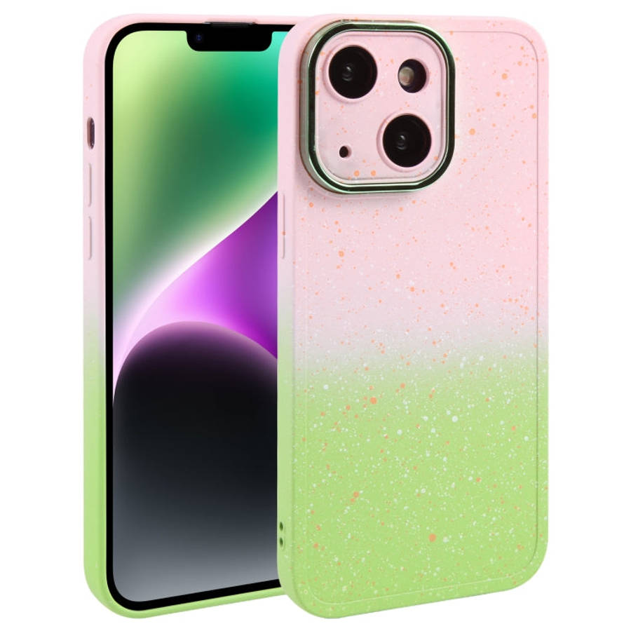 Gradient Starry Silicone Phone Case with Lens Film, For iPhone 14 Plus, For iPhone 15 Pro Max, Fo...