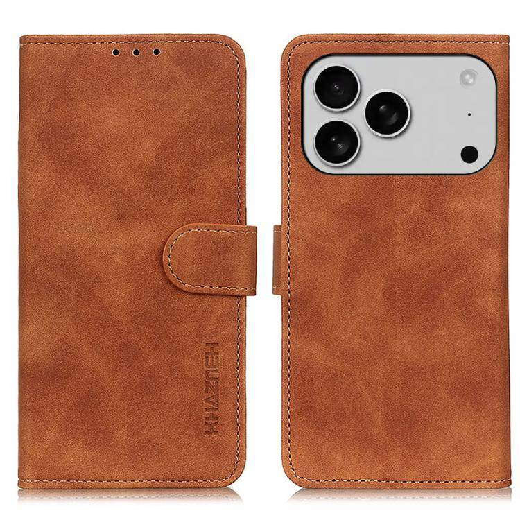 KHAZNEH Retro Texture Leather Phone Case, For iPhone 17 Pro Max, For iPhone 17 Pro, For iPhone 17...