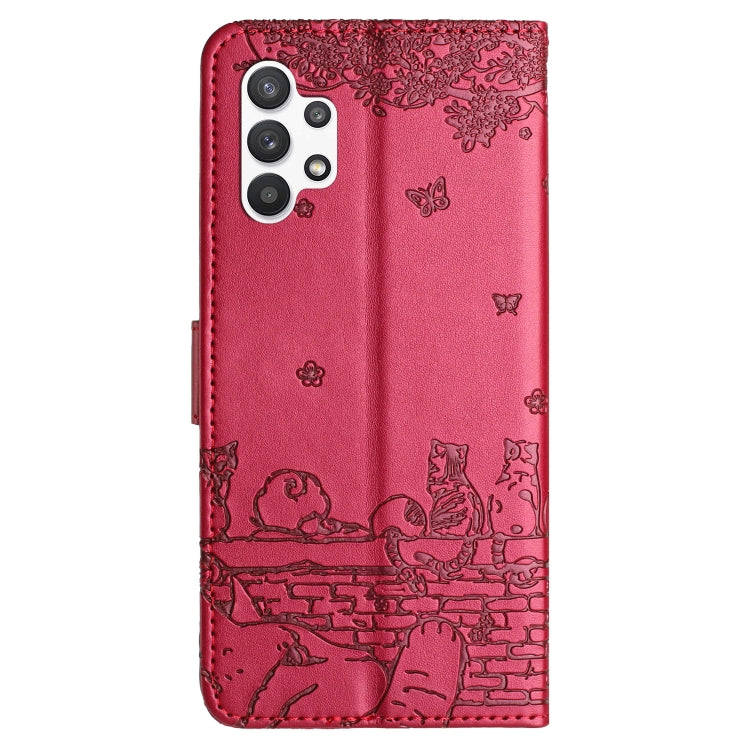 Cat Embossing Pattern Leather Phone Case with Lanyard, For Samsung Galaxy A13 4G, For Samsung Gal...