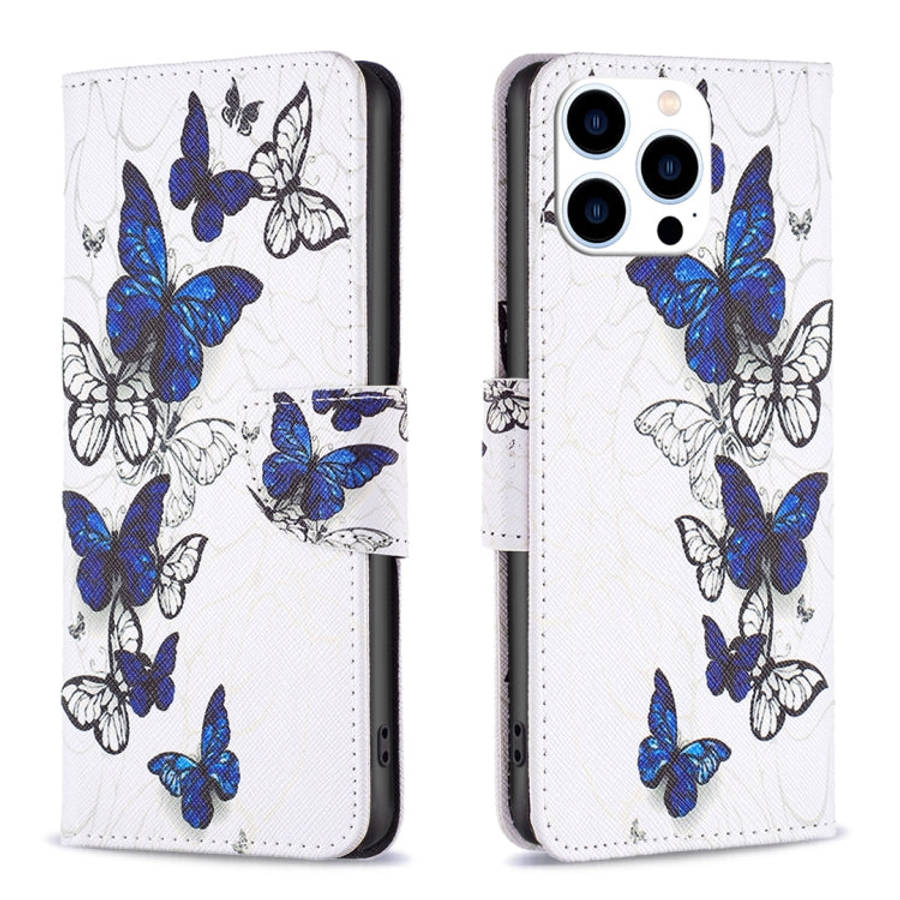 Colored Drawing Pattern Flip Leather Phone Case, For iPhone 15 Pro Max, For iPhone 15 Pro, For iP...