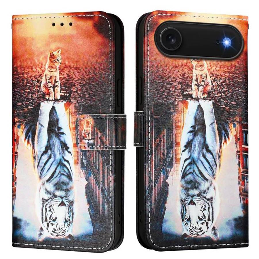 Colored Drawing Pattern Plain Weave Leather Phone Case, For iPhone 17e / 16e, For iPhone 17 Pro M...