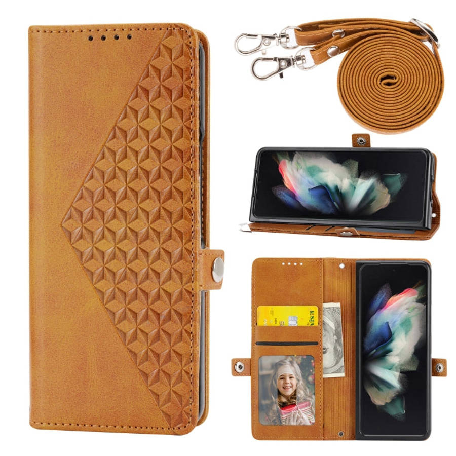 Cubic Grid Calf Texture Magnetic Leather Phone Case, For Samsung Galaxy Z Flip6 / Flip7 FE, For S...