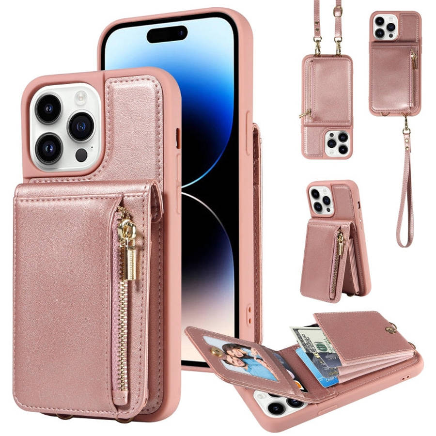 Crossbody Lanyard Zipper Wallet Leather Phone Case, For iPhone 15 Pro, For iPhone 15 Plus, For iP...