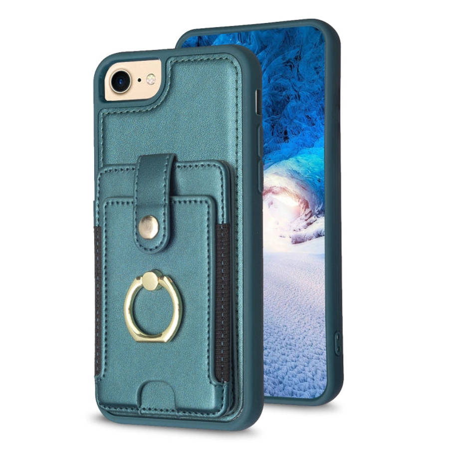 BF27 Metal Ring Card Bag Holder Phone Case, For iPhone 15, For iPhone 14 Pro Max, For iPhone SE 2...