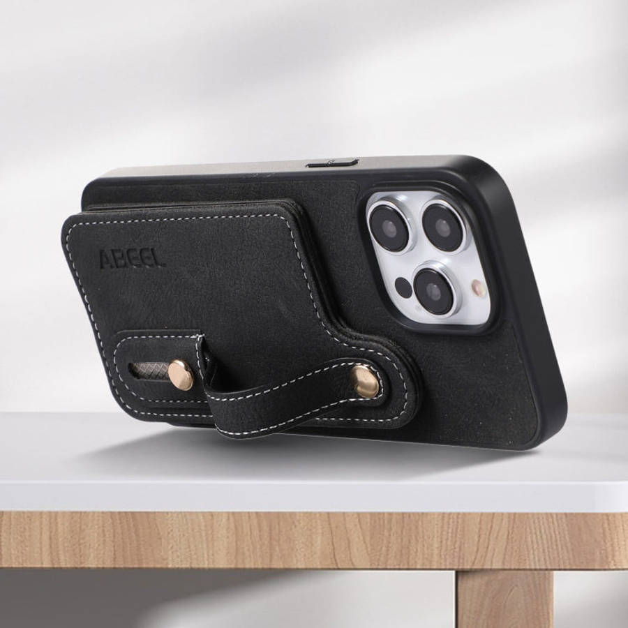 ABEEL Litchi Texture Card Bag PU Phone Case, For iPhone 15 Pro Max, For iPhone 15 Pro, For iPhone...