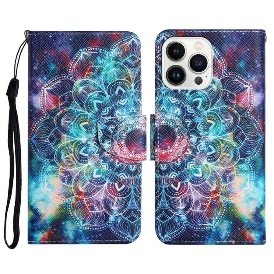3D Colored Drawing Flip Leather Phone Case, For iPhone 15 Pro Max, For iPhone 15 Pro
