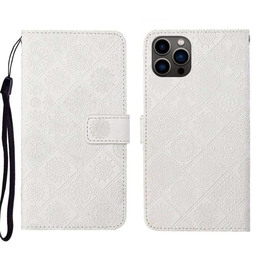 Ethnic Style Embossed Pattern Leather Phone Case, For iPhone 15 Pro, For iPhone 15 Plus, For iPho...