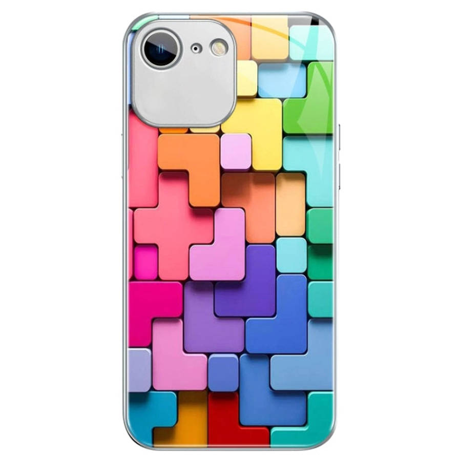 Colorful Toy Bricks Pattern Shockproof Glass Phone Case, For iPhone 14 Plus, For iPhone 14, For i...