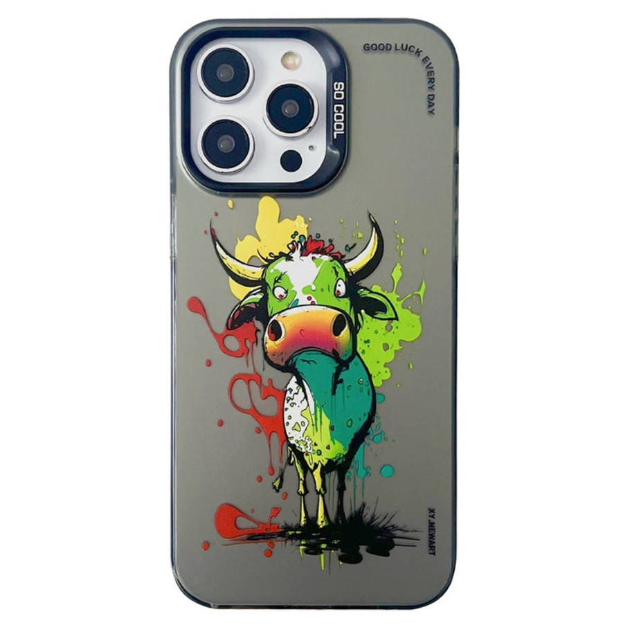 Double Layer Color Silver Series Animal Oil Painting Phone Case, For iPhone 12 Pro, For iPhone 11
