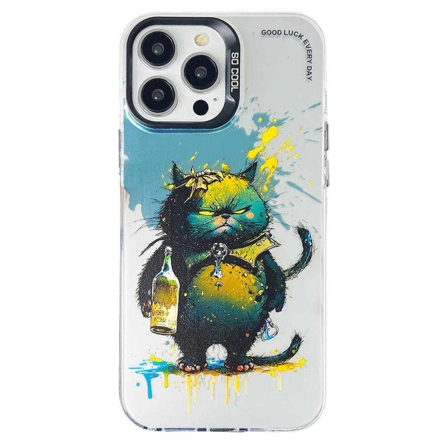 Double Layer Color Silver Series Animal Oil Painting Phone Case, For iPhone 12 Pro, For iPhone 11