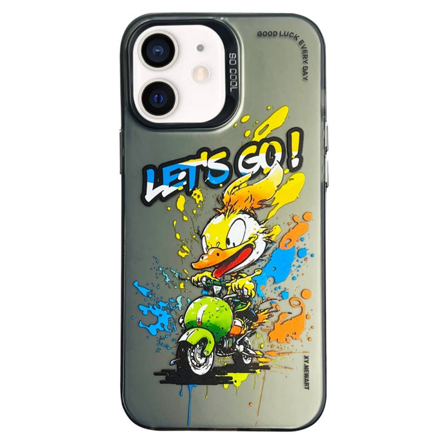 Double Layer Color Silver Series Animal Oil Painting Phone Case, For iPhone 12 Pro, For iPhone 11