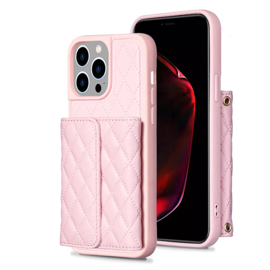 Horizontal Wallet Rhombic Leather Phone Case, For iPhone 15 Pro Max, For iPhone 15 Pro, For iPhon...