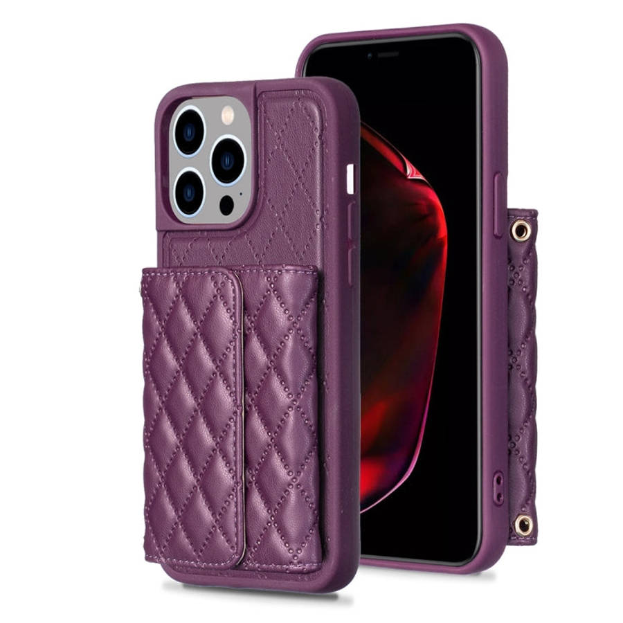 Horizontal Wallet Rhombic Leather Phone Case, For iPhone 15 Pro Max, For iPhone 15 Pro, For iPhon...