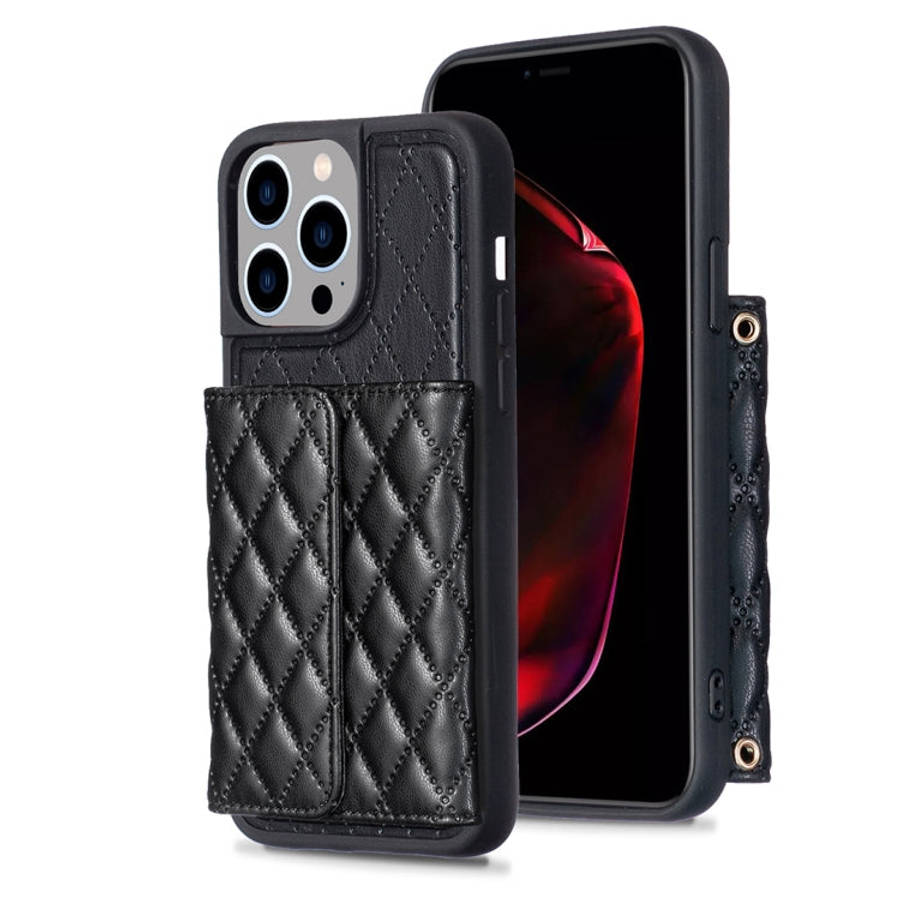 Horizontal Wallet Rhombic Leather Phone Case, For iPhone 15 Pro Max, For iPhone 15 Pro, For iPhon...