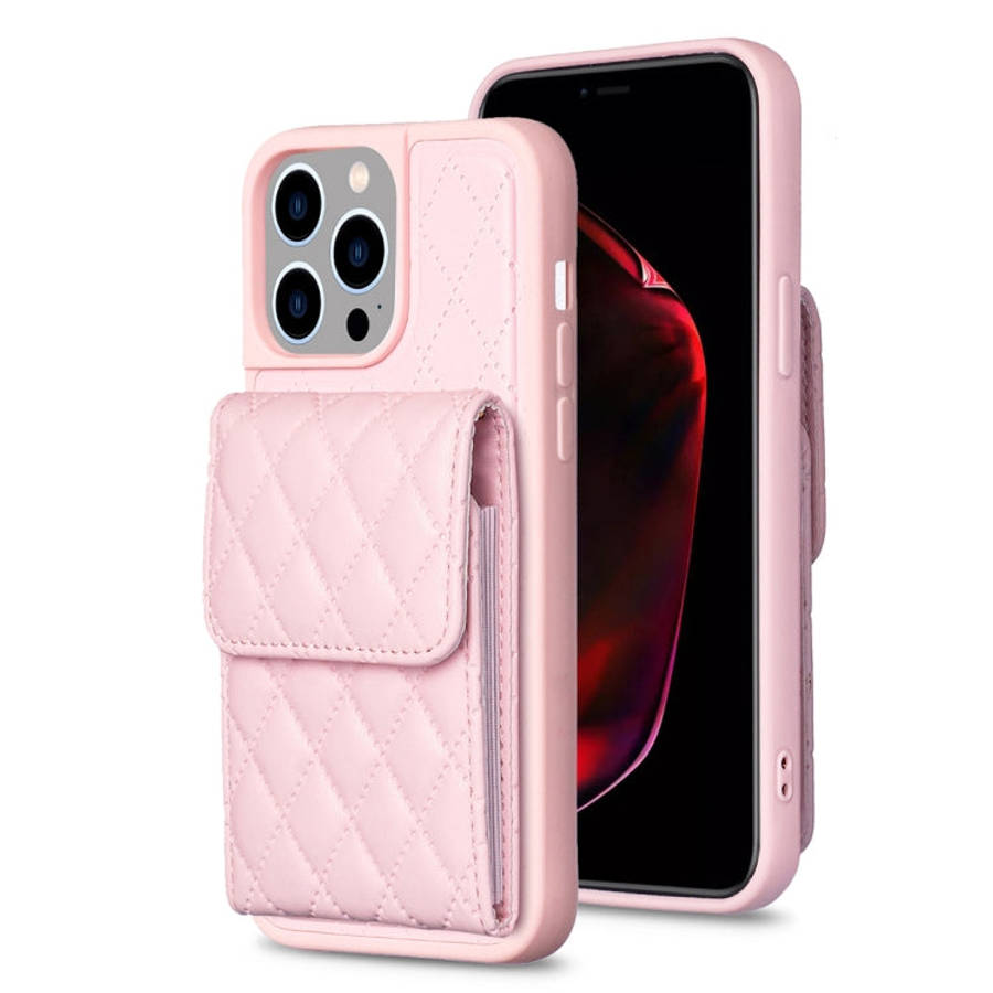 Vertical Wallet Rhombic Leather Phone Case, For iPhone 15 Pro Max, For iPhone 15 Pro, For iPhone ...