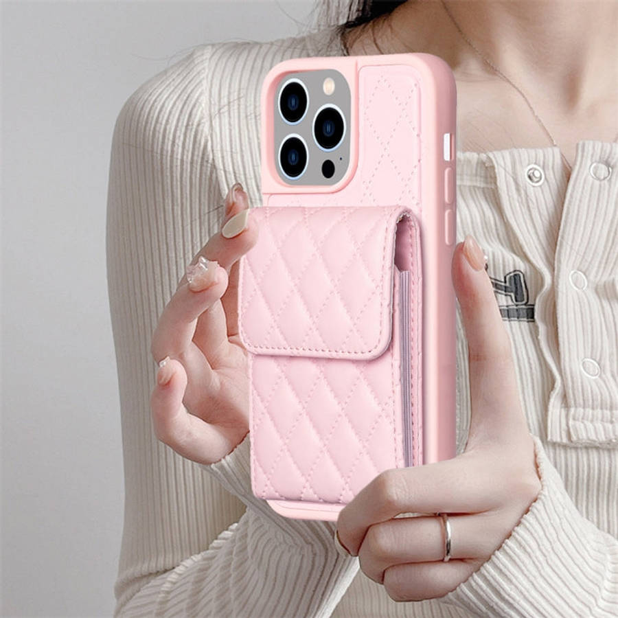 Vertical Wallet Rhombic Leather Phone Case, For iPhone 15 Pro Max, For iPhone 15 Pro, For iPhone ...