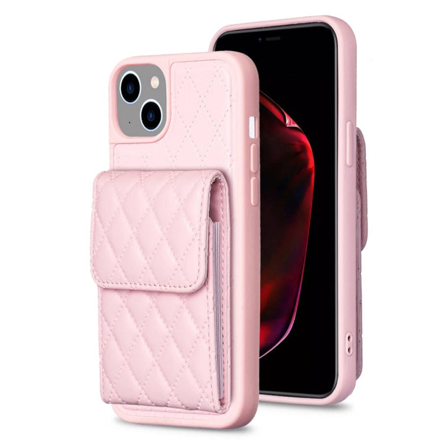 Vertical Wallet Rhombic Leather Phone Case, For iPhone 15 Pro Max, For iPhone 15 Pro, For iPhone ...