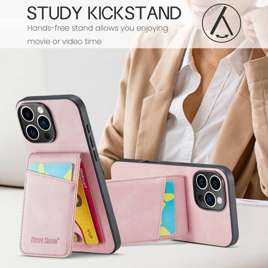 Fierre Shann Crazy Horse Card Holder Back Cover PU Phone Case, For iPhone 16 Pro Max, For iPhone ...