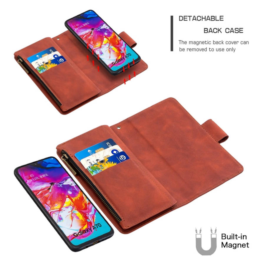 Skin Feel Detachable Magnetic Zipper Horizontal Flip PU Leather Case with Multi-Card Slots & Hold...
