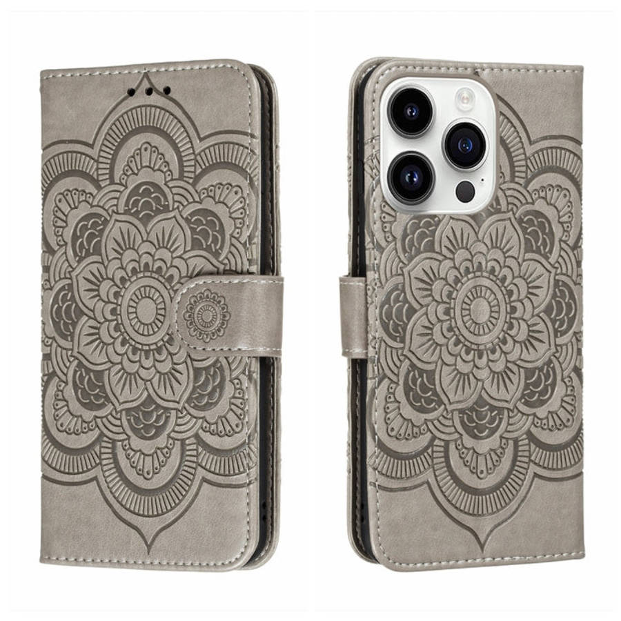 Sun Mandala Embossing Leather Phone Case, For iPhone 16e / 17e, For iPhone 17 Pro Max, For iPhone...