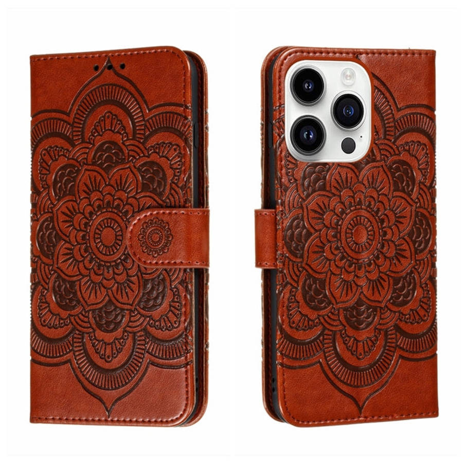 Sun Mandala Embossing Leather Phone Case, For iPhone 16e / 17e, For iPhone 17 Pro Max, For iPhone...