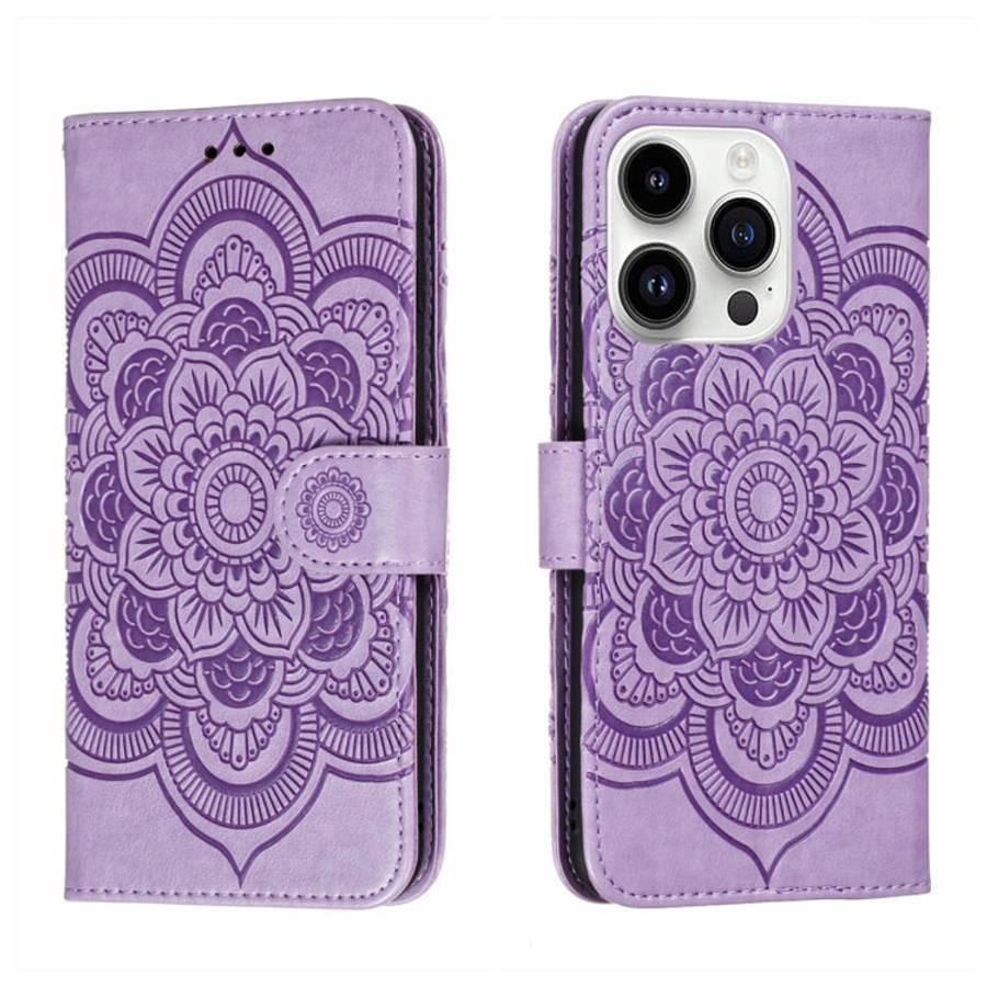 Sun Mandala Embossing Leather Phone Case, For iPhone 16e / 17e, For iPhone 17 Pro Max, For iPhone...