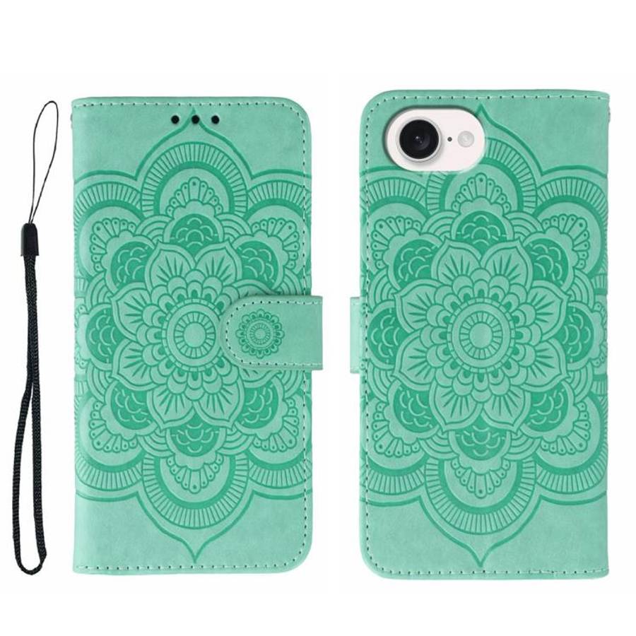 Sun Mandala Embossing Leather Phone Case, For iPhone 16e / 17e, For iPhone 17 Pro Max, For iPhone...