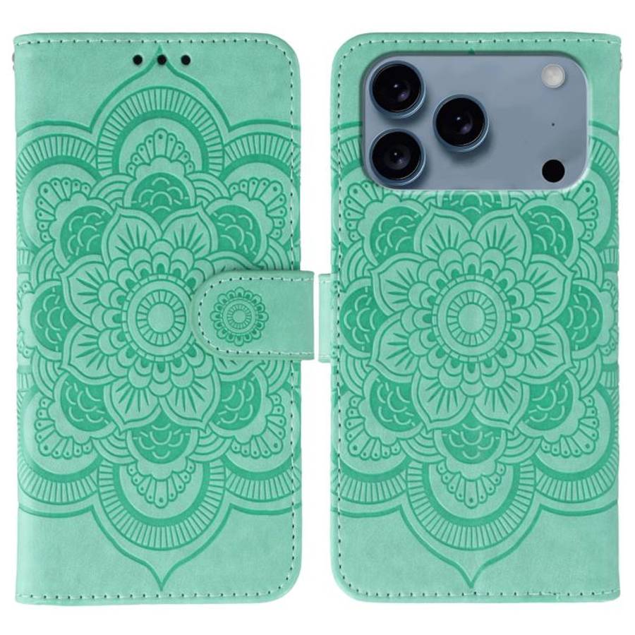 Sun Mandala Embossing Leather Phone Case, For iPhone 16e / 17e, For iPhone 17 Pro Max, For iPhone...